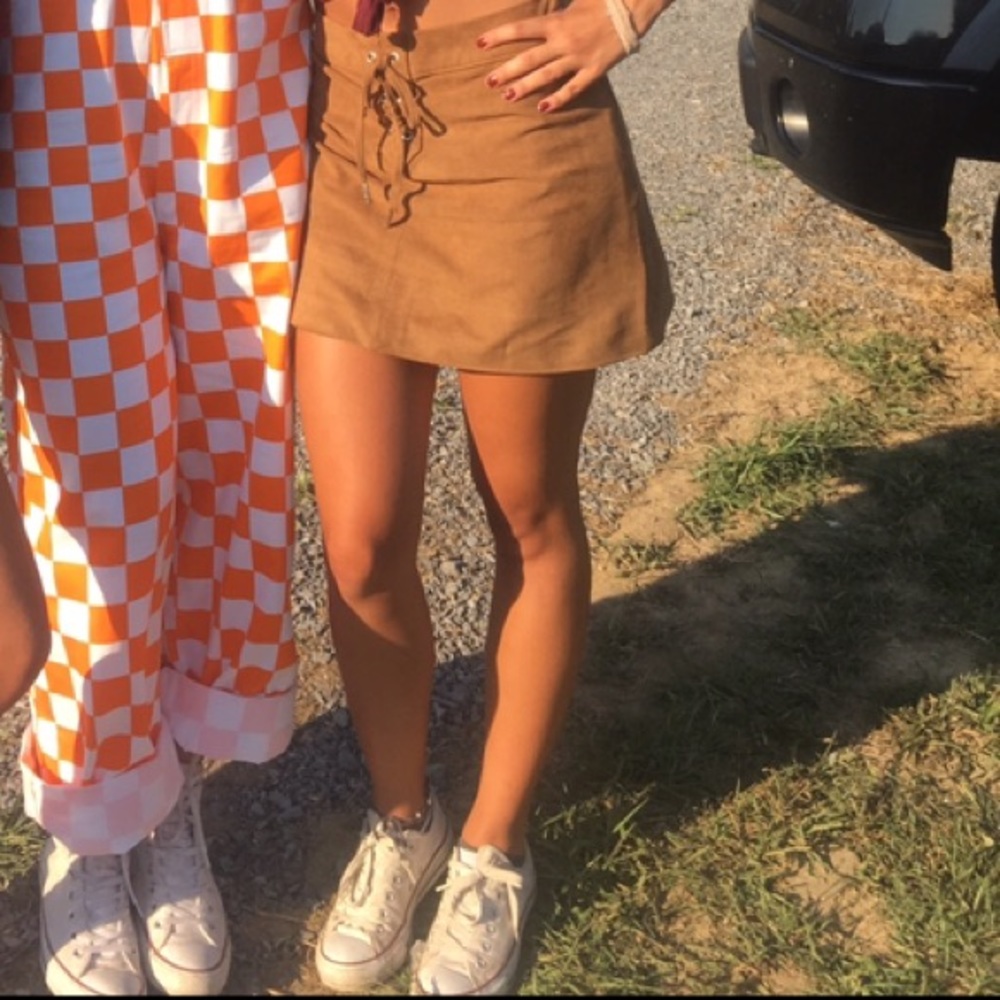 Brown suede skirt